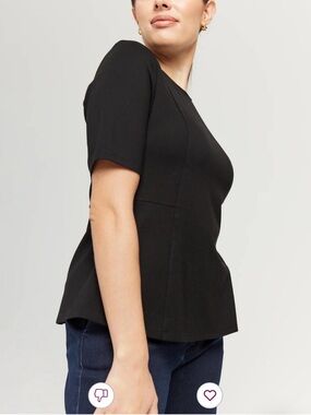 NWT Brass Prima Ponte Short-Sleeve Peplum Top - M